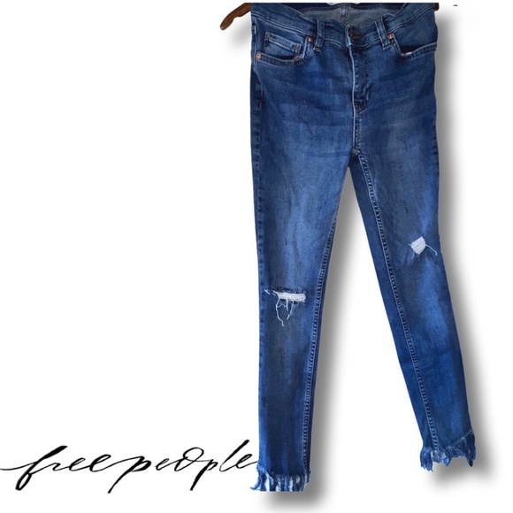 Free People frayed skinny denim jeans - Picture 3 of 16